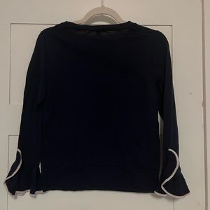 JCrew Navy Ruffle Sleeve Sweater Size M